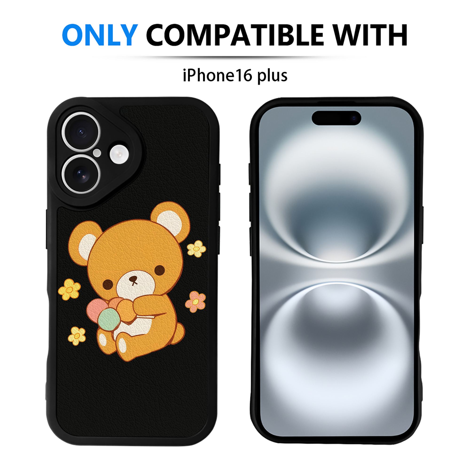 （画像用） リラックマ リラックマ キイロイトリ Rilakkuma Korilakkuma Kiiroitori 【iPhone 16シリーズ対応】シリコンスマホケース（レザー調） 材質：シリコン